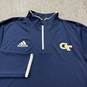 Georgia Tech Yellow Jackets Adidas 1/4 Zip Pullover Men L Blue Performance